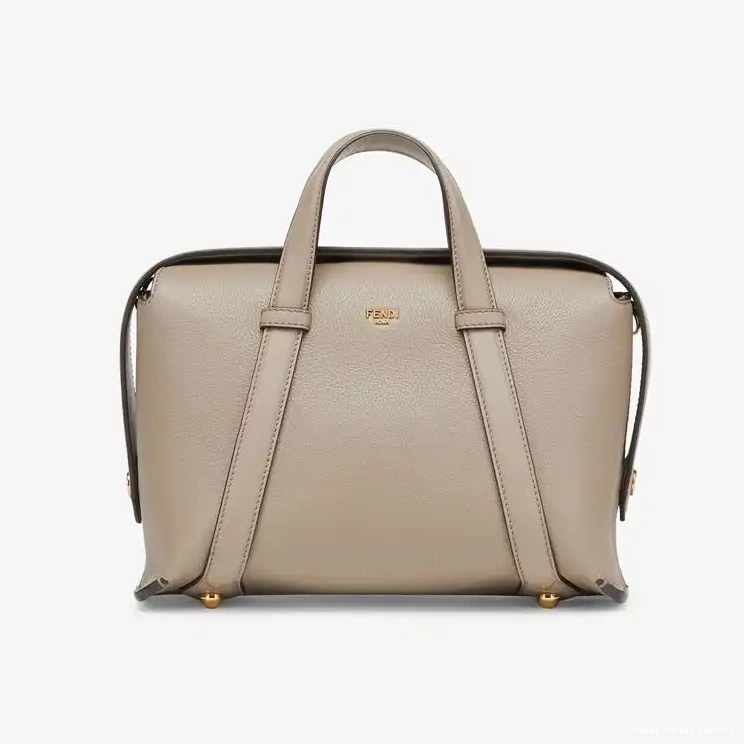 Affordable HOT Grey Boston Grained Leather Fendi In Medium 365 Bag 0617